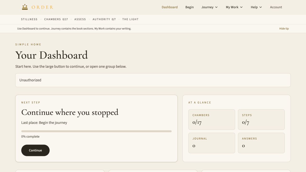 Order reader dashboard screen
